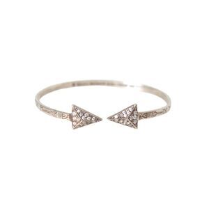 Nialaya Arrow Cuff Bracelet Silver Pave Diamond Women Silver Bracelets